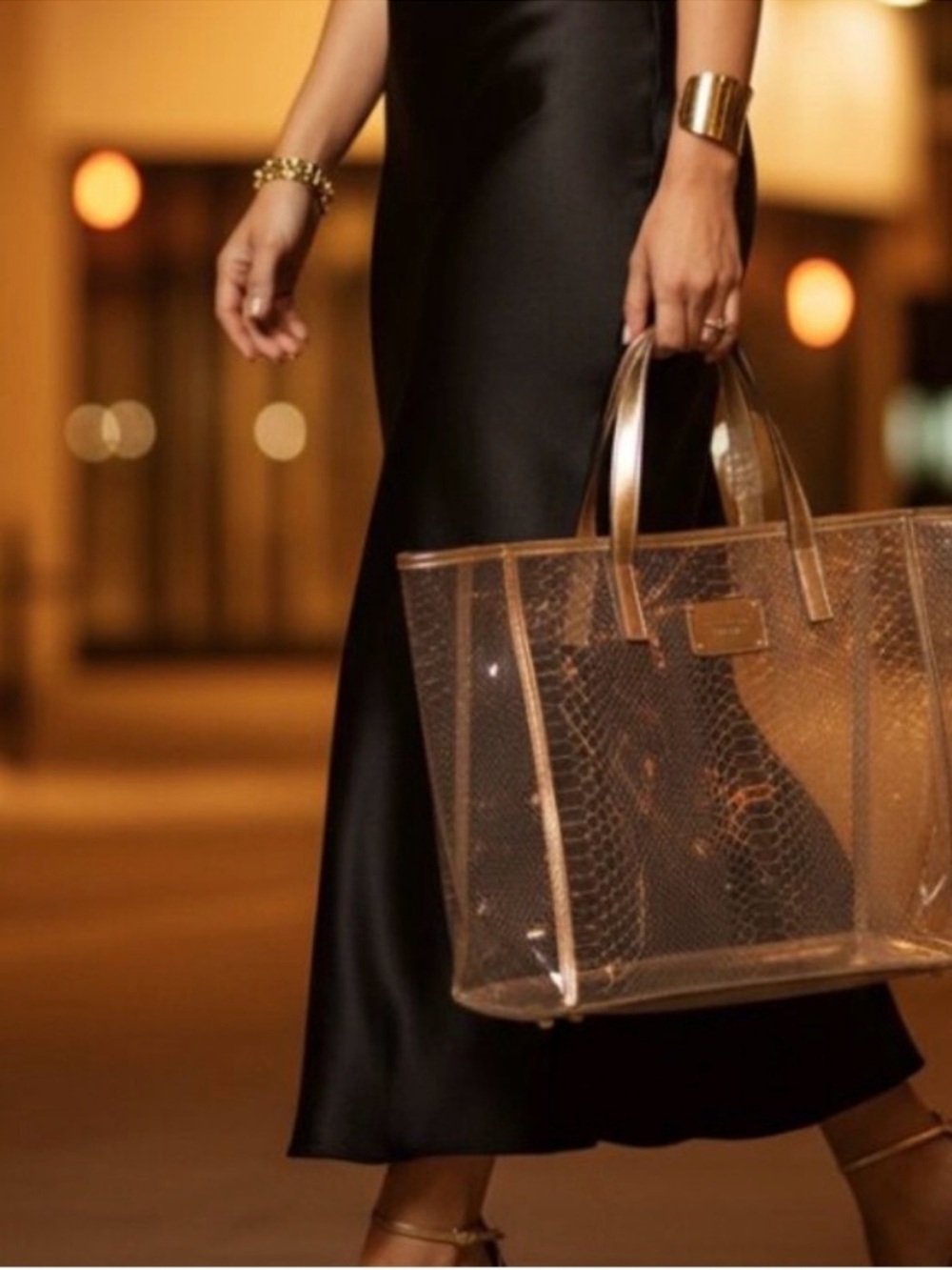 Michael Kors Transparent Tote with Gold Trim